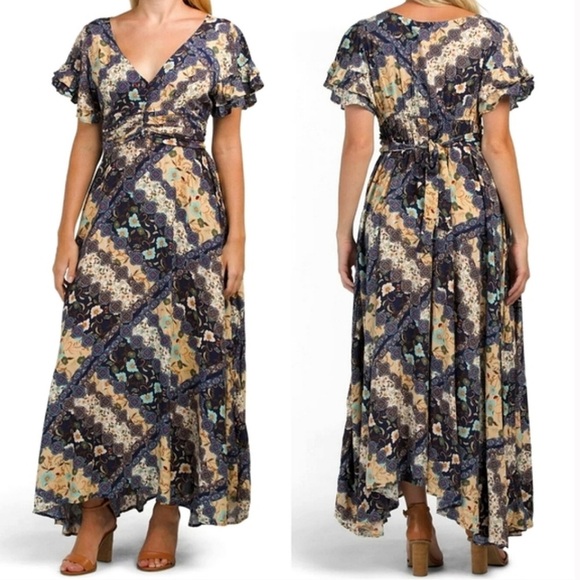 Abel the Label Gandhi Boho Flowy Floral Maxi Dress XS B2 - Picture 1 of 8